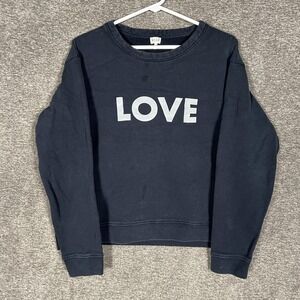 KULE Sweatshirt Womens XL Blue LOVE Graphic Cotton Fleece Crewneck Pullover